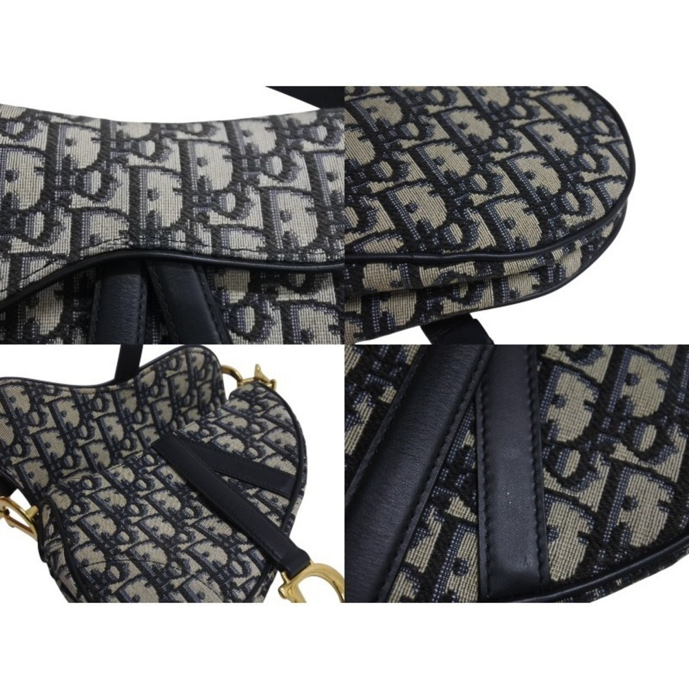 Dior Navy Leather Christian Bag Canvas Blue Saddle - Picture 6 of 8